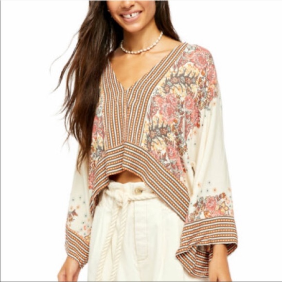 Free People Mix N Match Flowy Blouse Size L - Picture 1 of 7